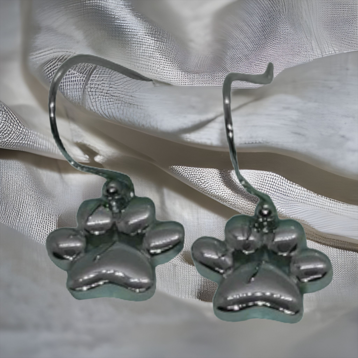 Sterling silver deals paw print earrings