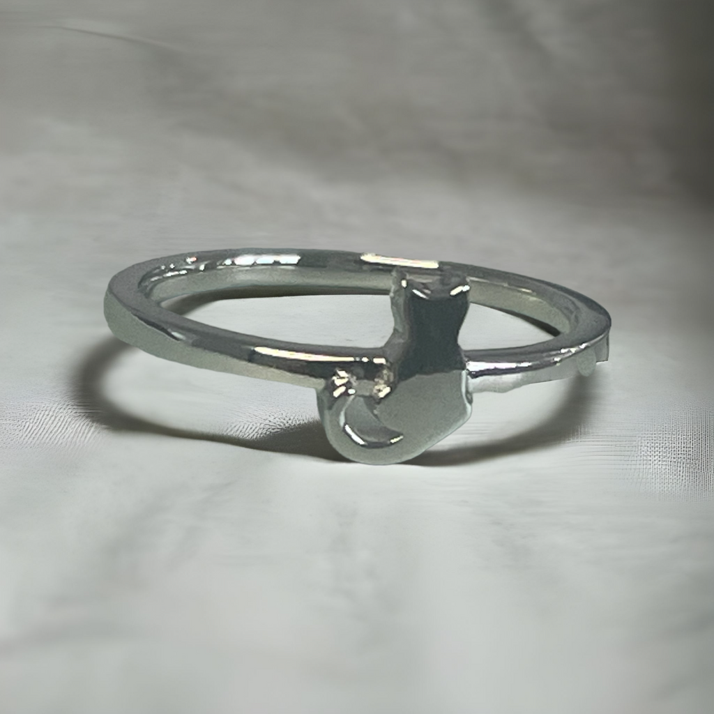 Sterling Silver Ring - Hiding Cat Design