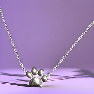 Paw Print Necklace - Sterling Silver