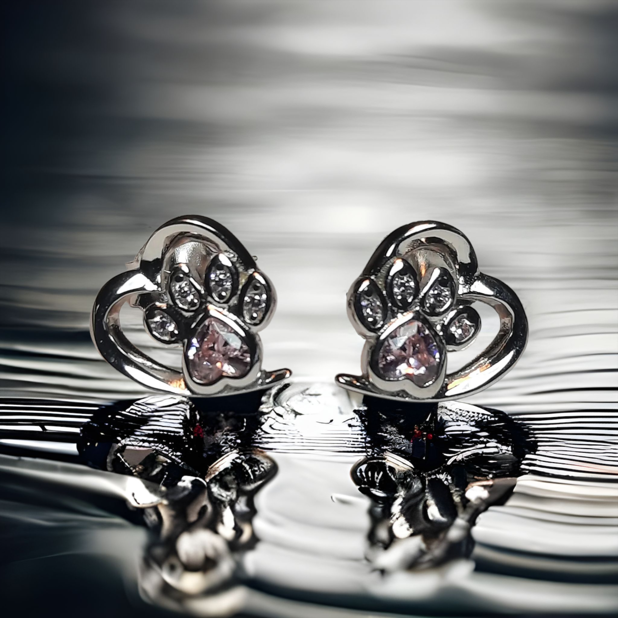 Paw print earrings silver cheap