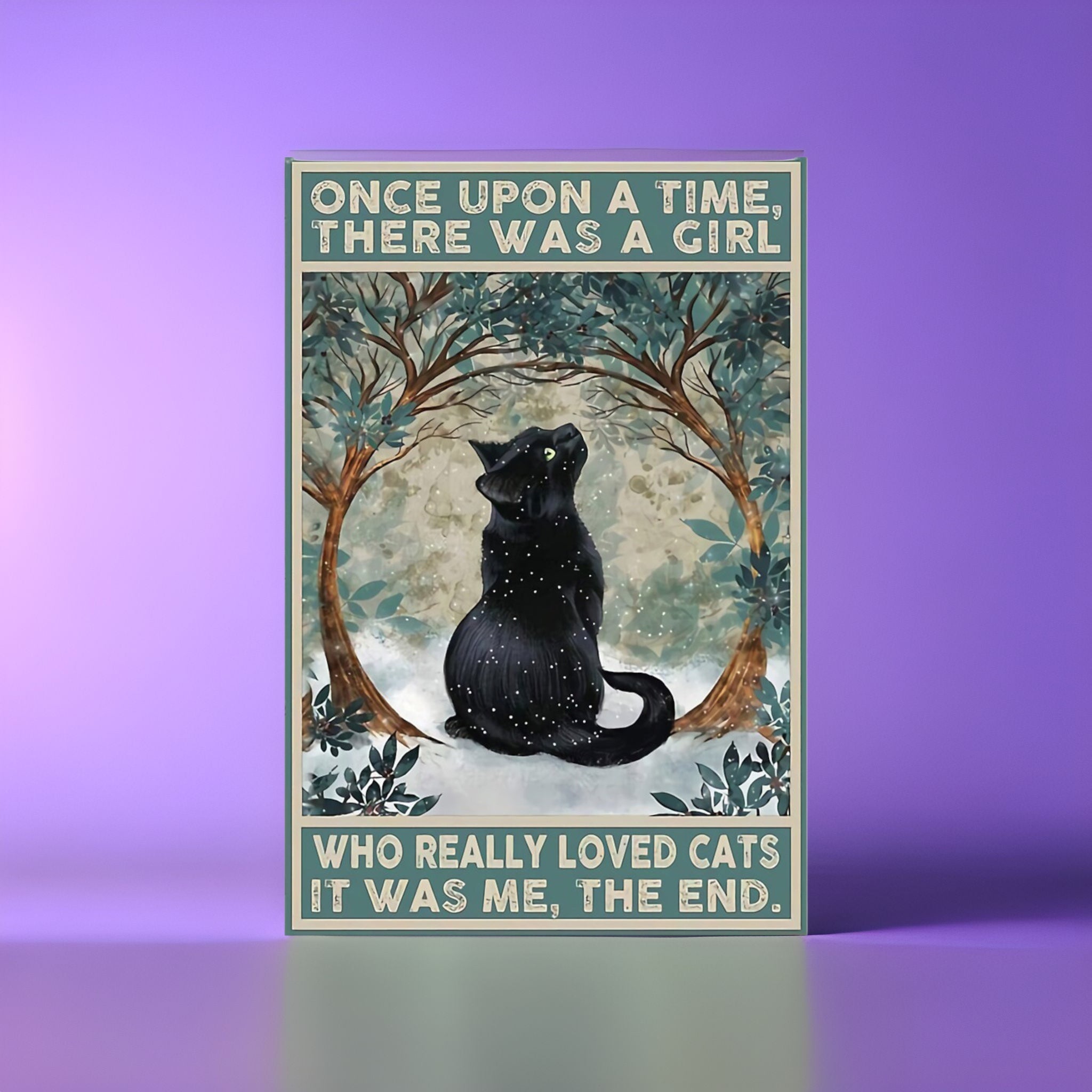 Vintage look Cat Themed Tin Wall Art - Time Spent with Books and Cats is never wasted