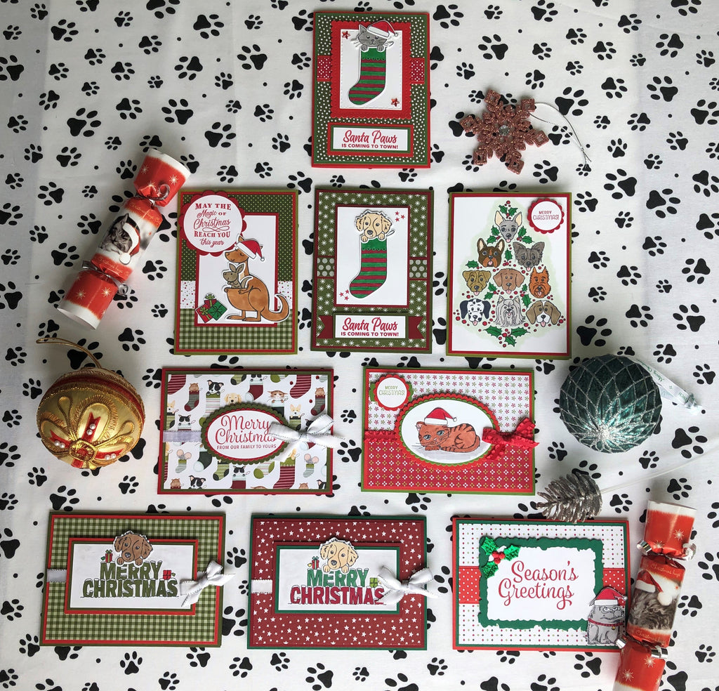 Handmade Christmas Cards with an Animal Theme - packs of 5. Give extra special Christmas cards this year.