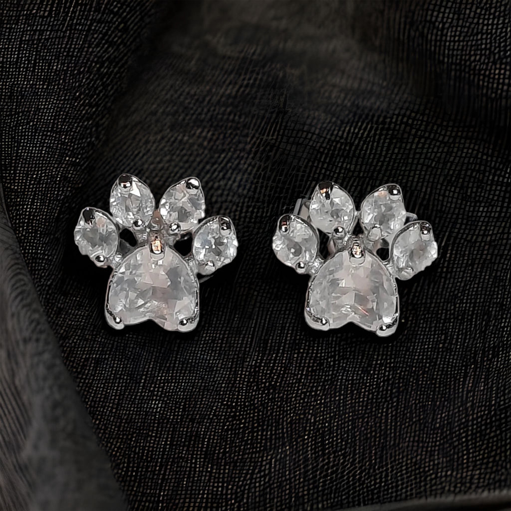 Pawprint Earrings - Clear Crystal Zircon