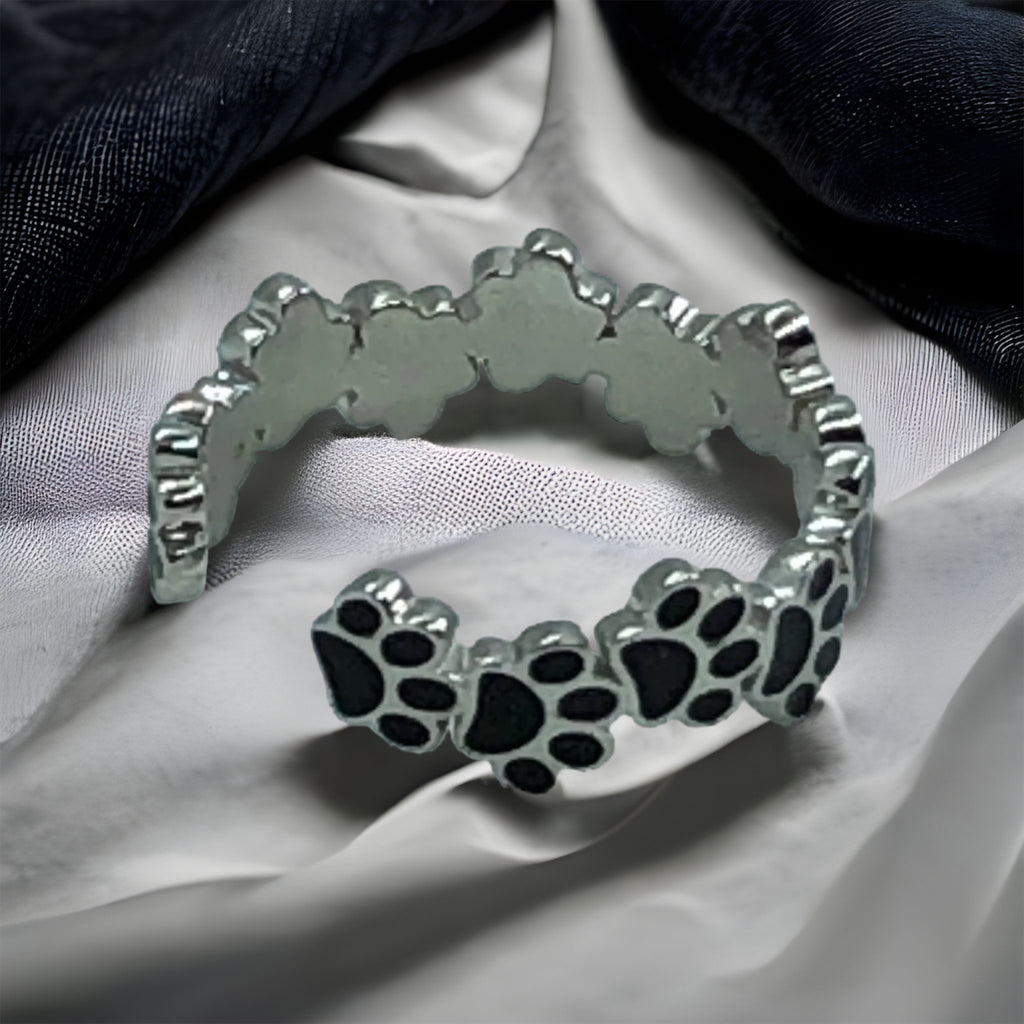 Paw-Print - Silver Sterling with Black decal