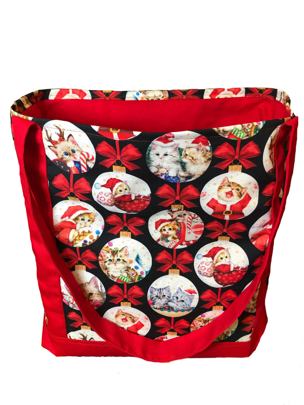 Christmas Shoulder Bag - Feel great gifting these fabulous Kittens & baubles & feeling the spirit of the season.