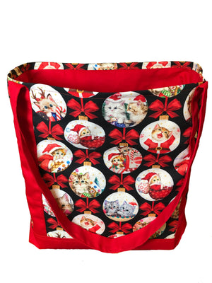 Christmas Shoulder Bag - Feel great gifting these fabulous Kittens & baubles & feeling the spirit of the season.