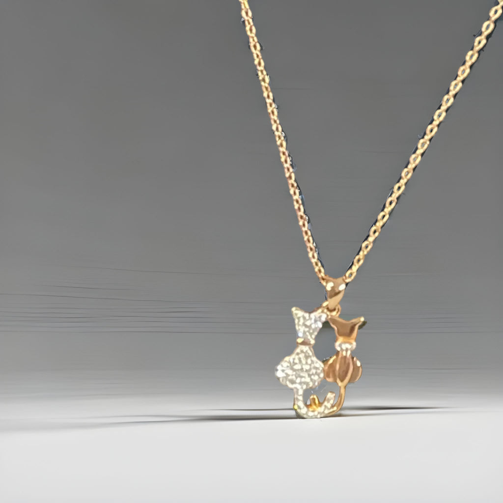 Two Cats Together - Rose gold necklace